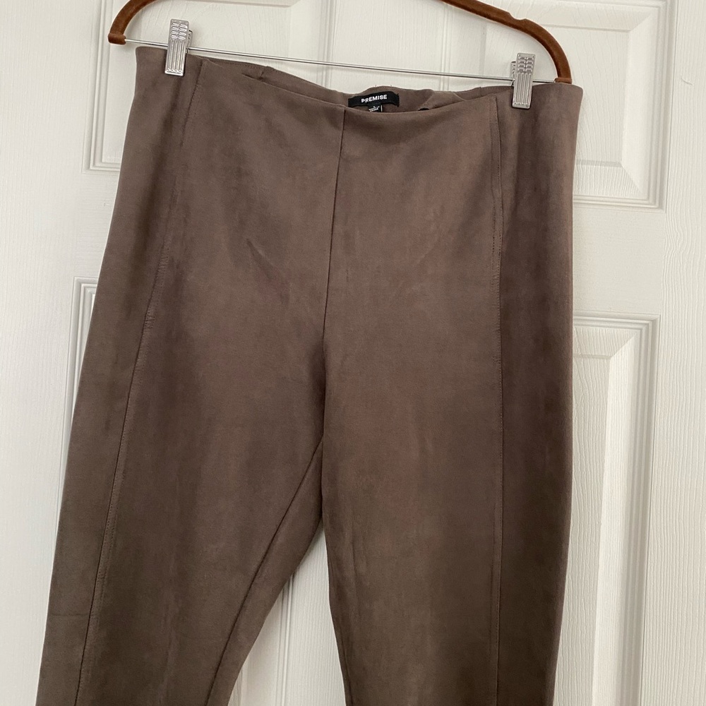 Brown faux suede slacks
